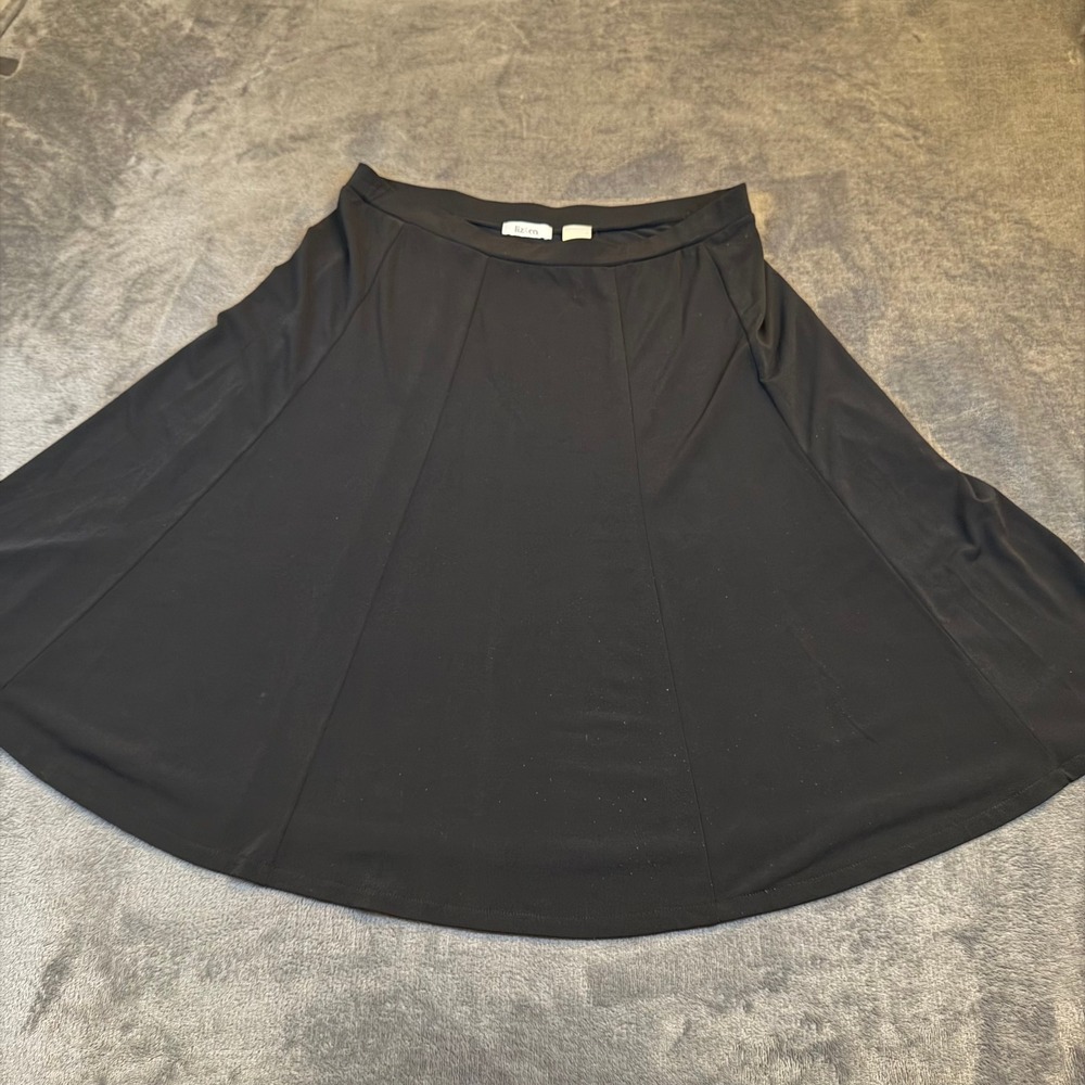 Liz &‎ Co Gored A-Line Skirt Womens Medium Black Elastic Waist Stretch Flowy